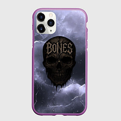 Чехол iPhone 11 Pro матовый Bones череп, цвет: 3D-фиолетовый