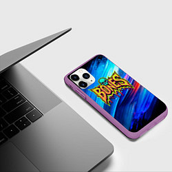 Чехол iPhone 11 Pro матовый Bones лого из краски, цвет: 3D-фиолетовый — фото 2