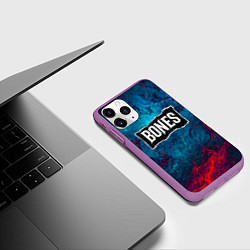 Чехол iPhone 11 Pro матовый Логотип Bones, цвет: 3D-фиолетовый — фото 2