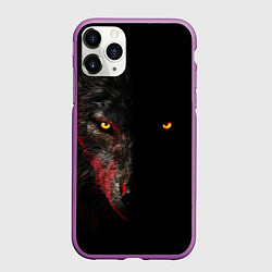 Чехол iPhone 11 Pro матовый Тень волка, цвет: 3D-фиолетовый