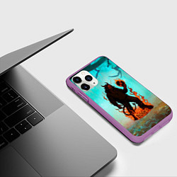Чехол iPhone 11 Pro матовый Bones в стиле демона, цвет: 3D-фиолетовый — фото 2