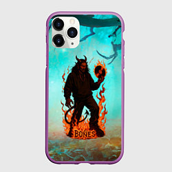 Чехол iPhone 11 Pro матовый Bones в стиле демона, цвет: 3D-фиолетовый