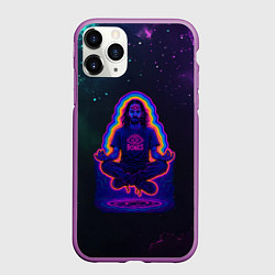 Чехол iPhone 11 Pro матовый Bones медитация в космосе, цвет: 3D-фиолетовый