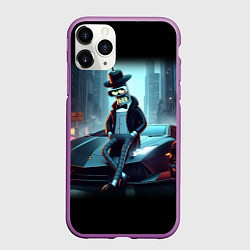 Чехол iPhone 11 Pro матовый Бендер счастливый владелец Ламборджини, цвет: 3D-фиолетовый