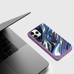 Чехол iPhone 11 Pro матовый Серебро жидкий металл, цвет: 3D-фиолетовый — фото 2