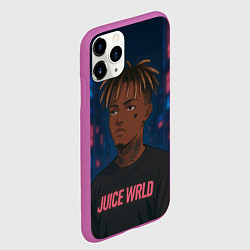 Чехол iPhone 11 Pro матовый Juice WRLD - Неоновый аниме арт, цвет: 3D-фиолетовый — фото 2