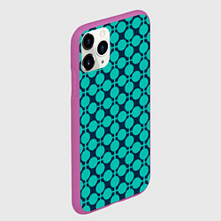 Чехол iPhone 11 Pro матовый Бирюзовый узор в клетку и горошек ретро, цвет: 3D-фиолетовый — фото 2