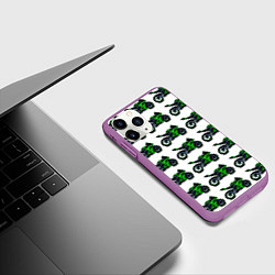 Чехол iPhone 11 Pro матовый Motorbike green, цвет: 3D-фиолетовый — фото 2