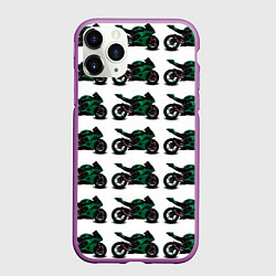 Чехол iPhone 11 Pro матовый Motorbike dark green, цвет: 3D-фиолетовый