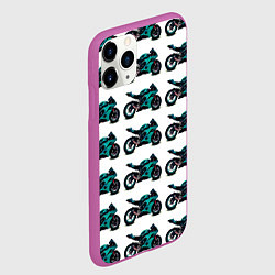 Чехол iPhone 11 Pro матовый Motorbike light blue, цвет: 3D-фиолетовый — фото 2