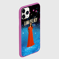 Чехол iPhone 11 Pro матовый Lana Del Rey в оранжевом длинном платье, цвет: 3D-фиолетовый — фото 2