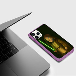 Чехол iPhone 11 Pro матовый Рик - магистр-джедай, цвет: 3D-фиолетовый — фото 2