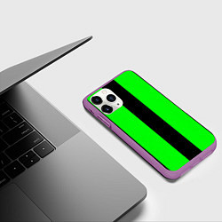 Чехол iPhone 11 Pro матовый Color green black line, цвет: 3D-фиолетовый — фото 2