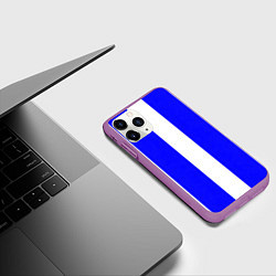 Чехол iPhone 11 Pro матовый Color white blue line, цвет: 3D-фиолетовый — фото 2
