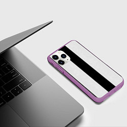 Чехол iPhone 11 Pro матовый Color black light gray line, цвет: 3D-фиолетовый — фото 2