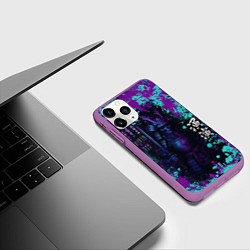 Чехол iPhone 11 Pro матовый Неоновый призрак самурая, цвет: 3D-фиолетовый — фото 2