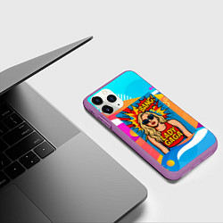 Чехол iPhone 11 Pro матовый Леди Гага в стиле комиксов, цвет: 3D-фиолетовый — фото 2