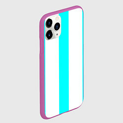 Чехол iPhone 11 Pro матовый Color light blue white lines, цвет: 3D-фиолетовый — фото 2