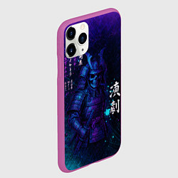 Чехол iPhone 11 Pro матовый Неоновый призрачный самурай, цвет: 3D-фиолетовый — фото 2