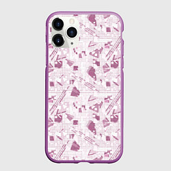 Чехол iPhone 11 Pro матовый Мемфис бордовый на белом геометрический клетчатый, цвет: 3D-фиолетовый