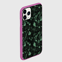 Чехол iPhone 11 Pro матовый Черно зеленый мемфис геометрический узор, цвет: 3D-фиолетовый — фото 2