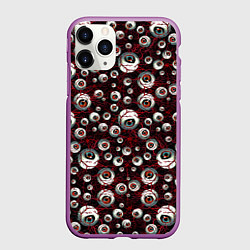 Чехол iPhone 11 Pro матовый Глаза монстры, цвет: 3D-фиолетовый
