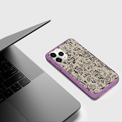 Чехол iPhone 11 Pro матовый Иероглифы маори, цвет: 3D-фиолетовый — фото 2