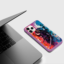 Чехол iPhone 11 Pro матовый Призрачный самурай - краски, цвет: 3D-фиолетовый — фото 2
