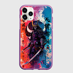 Чехол iPhone 11 Pro матовый Призрачный самурай - краски, цвет: 3D-фиолетовый