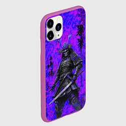 Чехол iPhone 11 Pro матовый Призрак самурай - неоновые краски, цвет: 3D-фиолетовый — фото 2