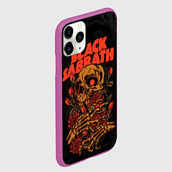 Чехол iPhone 11 Pro матовый Black Sabbath skeleton with roses, цвет: 3D-фиолетовый — фото 2