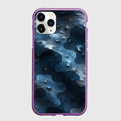 Чехол iPhone 11 Pro матовый Синий камуфляж с каплями, цвет: 3D-фиолетовый