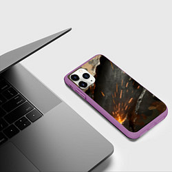Чехол iPhone 11 Pro матовый Искры метала под камуфляжем, цвет: 3D-фиолетовый — фото 2