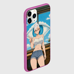 Чехол iPhone 11 Pro матовый Dandadan Seiko в комнате указывает, цвет: 3D-фиолетовый — фото 2