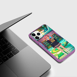 Чехол iPhone 11 Pro матовый Дандадан Сиратори Айра хочет обнимашек, цвет: 3D-фиолетовый — фото 2