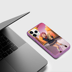 Чехол iPhone 11 Pro матовый Сиратори Айра Дандадан с щенком, цвет: 3D-фиолетовый — фото 2
