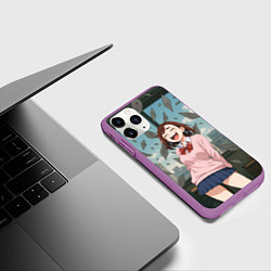 Чехол iPhone 11 Pro матовый Сиратори Айра смеется - Дандадан, цвет: 3D-фиолетовый — фото 2