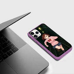 Чехол iPhone 11 Pro матовый Сиратори Айра бежит в туннеле, цвет: 3D-фиолетовый — фото 2