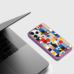 Чехол iPhone 11 Pro матовый Геометрический балаган, цвет: 3D-фиолетовый — фото 2