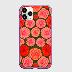 Чехол iPhone 11 Pro матовый Цветочная поляна паттерн, цвет: 3D-фиолетовый