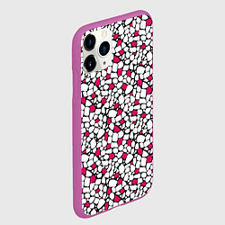 Чехол iPhone 11 Pro матовый Мелкий красно белый мозаичный узор на черном, цвет: 3D-фиолетовый — фото 2
