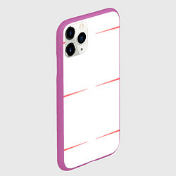 Чехол iPhone 11 Pro матовый Color white red stripes, цвет: 3D-фиолетовый — фото 2