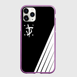 Чехол iPhone 11 Pro матовый Doom white geometry, цвет: 3D-фиолетовый