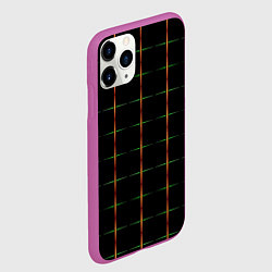 Чехол iPhone 11 Pro матовый Color black orange green crosses, цвет: 3D-фиолетовый — фото 2