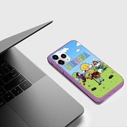 Чехол iPhone 11 Pro матовый Nirvana мультяшный стиль на поляне, цвет: 3D-фиолетовый — фото 2