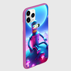 Чехол iPhone 11 Pro матовый Bender bending robot on the amazing neon mushroom, цвет: 3D-фиолетовый — фото 2
