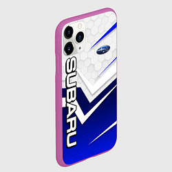 Чехол iPhone 11 Pro матовый Субару - белый и синий, цвет: 3D-фиолетовый — фото 2