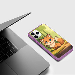 Чехол iPhone 11 Pro матовый Кавайная лисичка - аниме, цвет: 3D-фиолетовый — фото 2