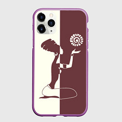 Чехол iPhone 11 Pro матовый Силуэт африканки, цвет: 3D-фиолетовый