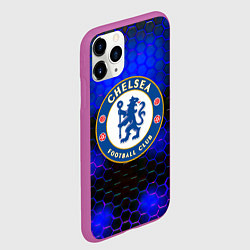 Чехол iPhone 11 Pro матовый Chelsea соты неоновые, цвет: 3D-фиолетовый — фото 2